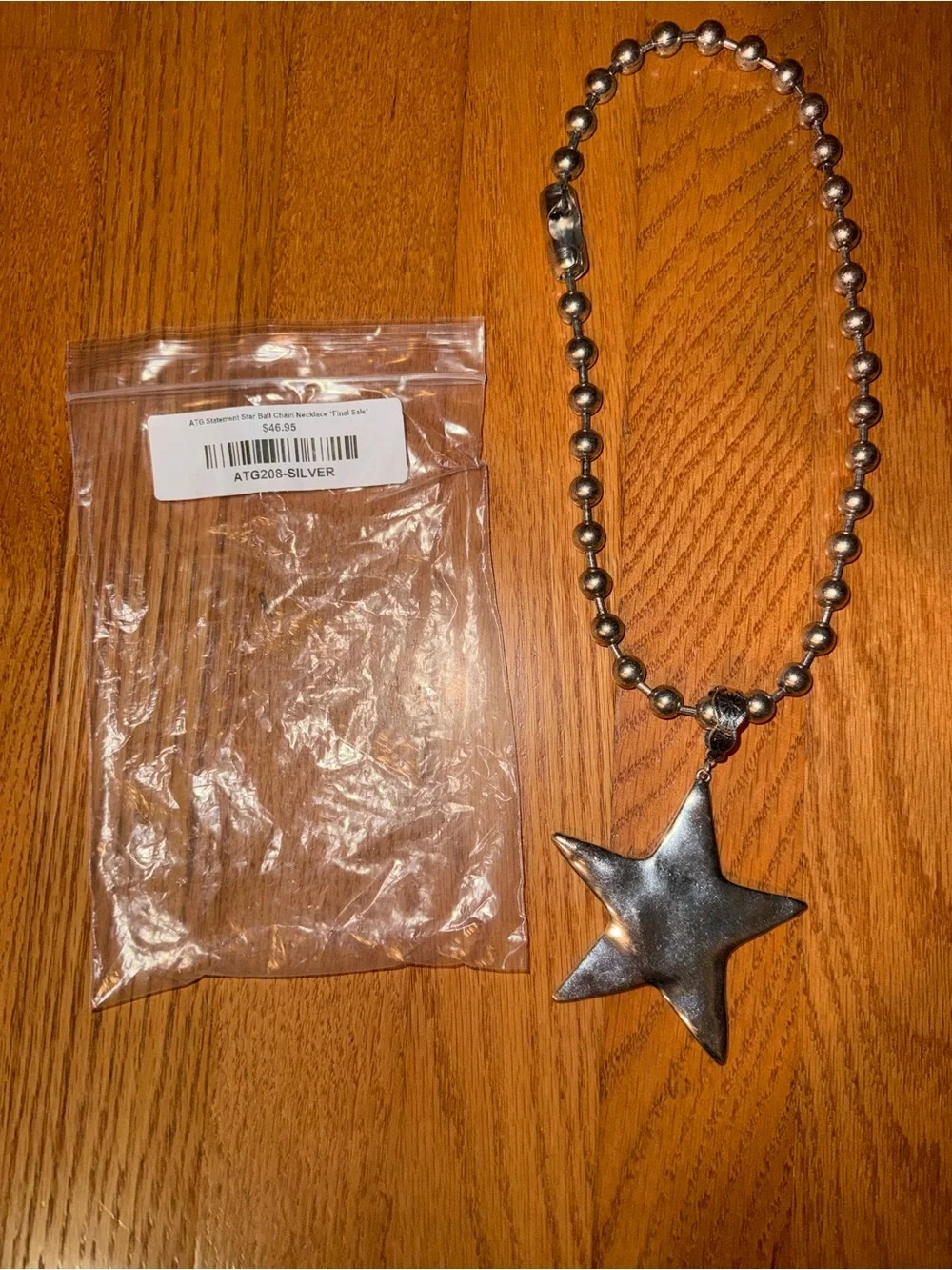Silver Star Pendant Ball Chain Necklace